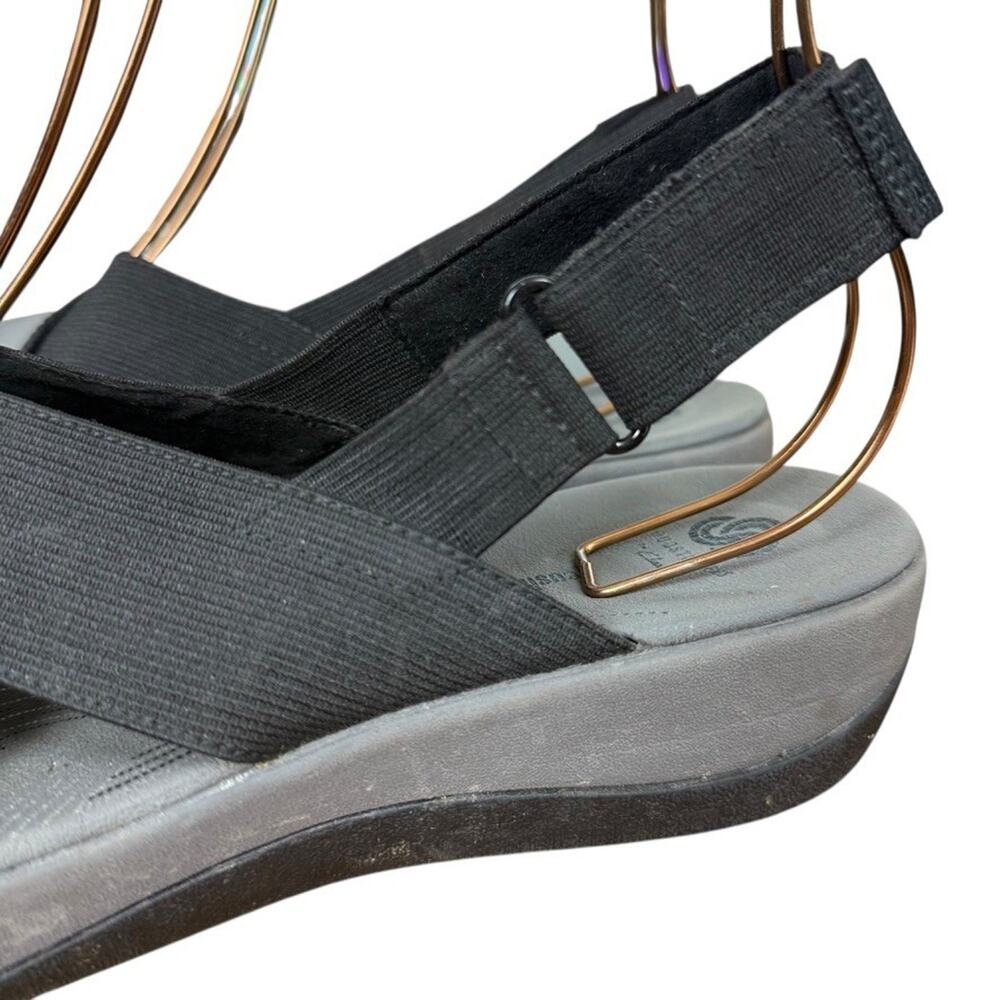Clarks Arla Kaydin Black Slingback Wedge Sandals Wide Strap Comfort Shoes sz 10 - Picture 9 of 16